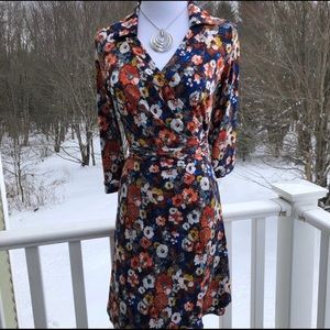 Navy & rust floral dress